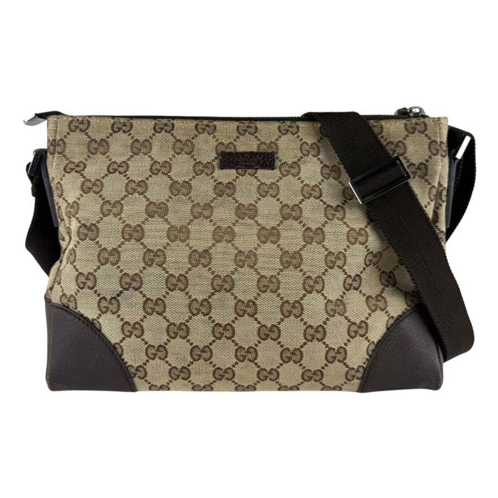 Gucci GUCCI Shoulder Bag GG Canvas Leather Brown Men's Women's 114273 z9616